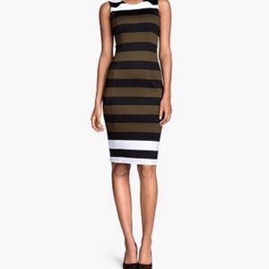H&M Scuba Striped business Pencil Midi dress
